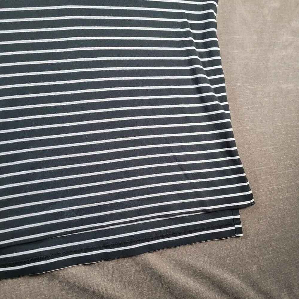 Polo‎ Ralph Lauren Vintage Polo Shirt Black White Blue Striped Mens Size Large
